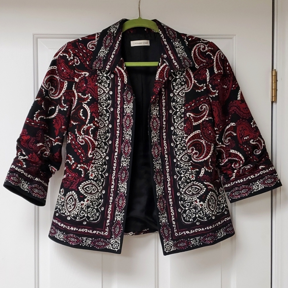 Coldwater Creek 3/4 sleeve cotton suit jacket size 10